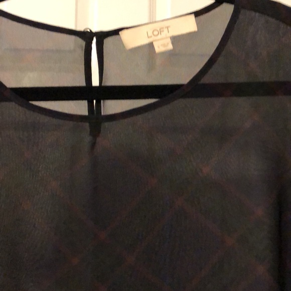 Loft Sheer Plaid Blouse - Picture 3 of 3